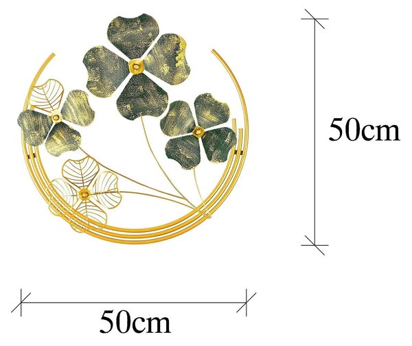 Decoratiune perete SHIHEZI, auriu/verde, metal, 50x50 cm