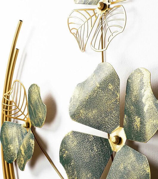Decoratiune perete SHIHEZI, auriu/verde, metal, 50x50 cm