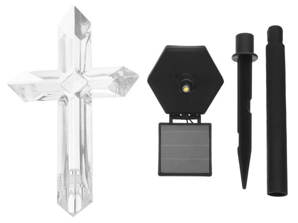 Set 2 x Cruce solara LED pentru mormant
