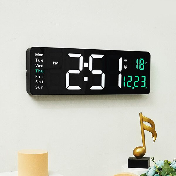 Ceas de perete digital LED, afisaj mare, control la distanta