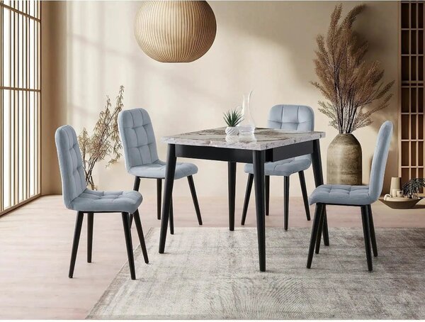Masa extensibila TOTEM 3042, alb cu efect de marmura, PAL melaminat, 8