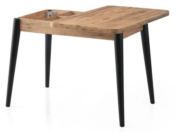 Masa extensibila DOLUNAY 1284, stejar/negru, PAL melaminat, 100/120x60