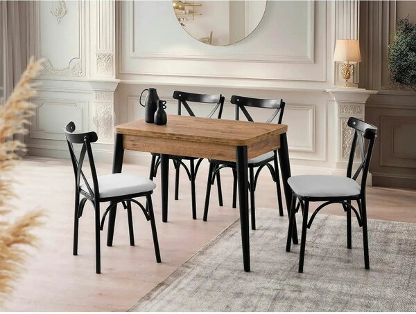 Masa extensibila DOLUNAY 1284, stejar/negru, PAL melaminat, 100/120x60