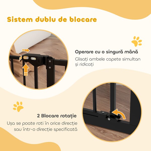 Gard extensibil PawHut din fier pentru animale, negru | Aosom Romania