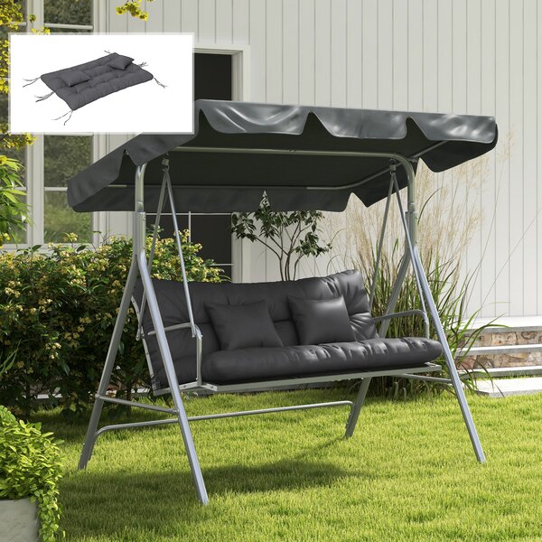 Outsunny Set de 4 Perne pentru Sezut si Spatar de Exterior, Inclusiv 2 Perne Decorative, Hidrofobe, pentru Canapea sau Leagan, Gri | Aosom Romania