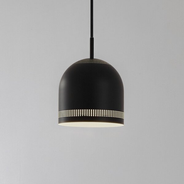 NOLA Lampă suspendată Nola Oura, Ø 15 cm, negru, fier, E27, reglabil, Negru, Camera de zi / sufragerie, Metal, Scandinavă