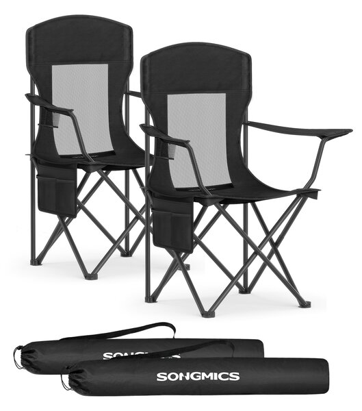 Set 2 buc. Scaune de camping pliabile Songmics Negru 97x86.5x51.5 cm