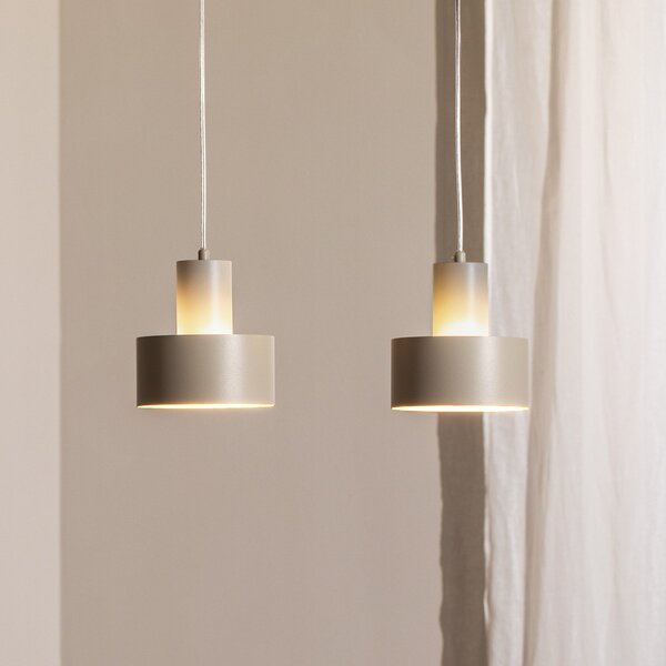 SIGMA Lampă suspendată Rif 2, taupe 2 becuri, liniară, oțel, reglabil, Bej, Camera de zi / sufragerie, Metal, Modern