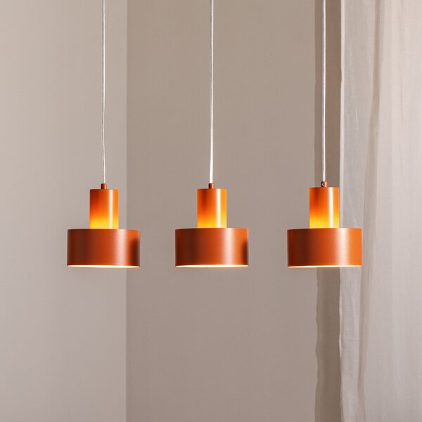 SIGMA Lampă suspendată Rif 3, roșu cărămiziu, 3 becuri, liniară, oțel, reglabil, Roșu, Camera de zi / sufragerie, Metal, Modern