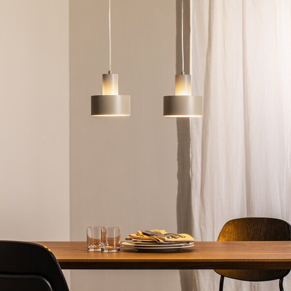 SIGMA Lampă suspendată Rif 2, taupe 2 becuri, liniară, oțel, reglabil, Bej, Camera de zi / sufragerie, Metal, Modern