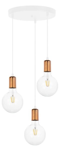 Lustră pe cablu MIROS 3xE27/60W/230V rotundă albă/cupru