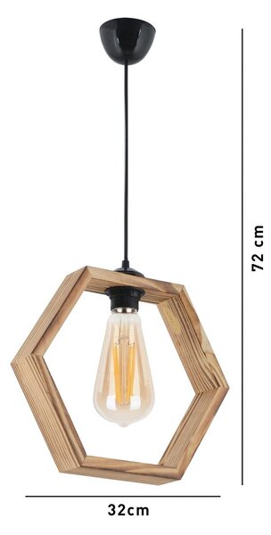 Lustra HEXAGON, stejar, lemn, 32x72 cm