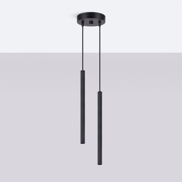Sollux SL.1867 - Lustră suspendată pe cablu ARCHE, 2x soclu G9, 8 W, 230 V, neagră
