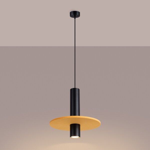 Sollux SL.1883 - Pendul cu cablu PELTA 1xGU10/10W/230V negru/galben