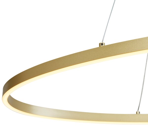 Lampă suspendată de design alamă 120cm inclusiv LED cu 3 trepte de intensitate luminoasă - Ovallo