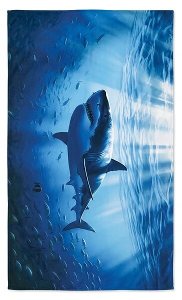 Prosop XXL de plaja cu uscare rapida SHARKON albastru 150 x 210 cm, 100% microfibra