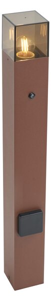 Lampa de exterior industrială maro rugină cu sticlă fumurie 70 cm cu senzor crepuscular IP44 - Denmark