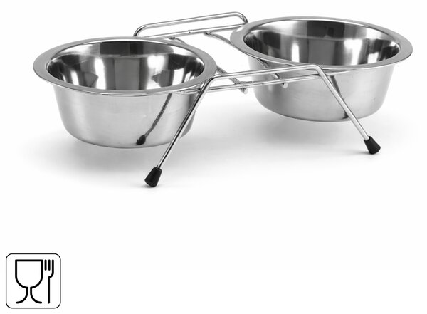 Bol din otel inoxidabil pentru caini/pisici DUO PETZ Ø 13 cm