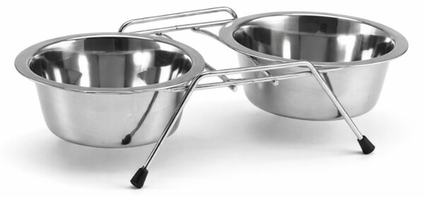 Bol din otel inoxidabil pentru caini/pisici DUO PETZ Ø 13 cm