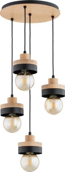 Lustră suspendată pe cablu LARSO 4xE27/15W/230V negru/bej