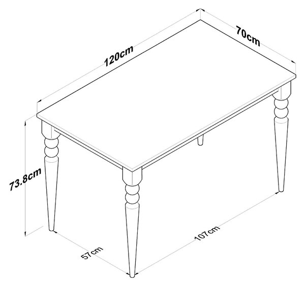 Masa JA104 - 2598, stejar/alb, PAL melaminat, 120x70x74 cm