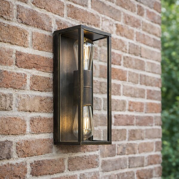 Aplică de perete vintage aur antic 38 cm 2 lumini IP44 - Charlois