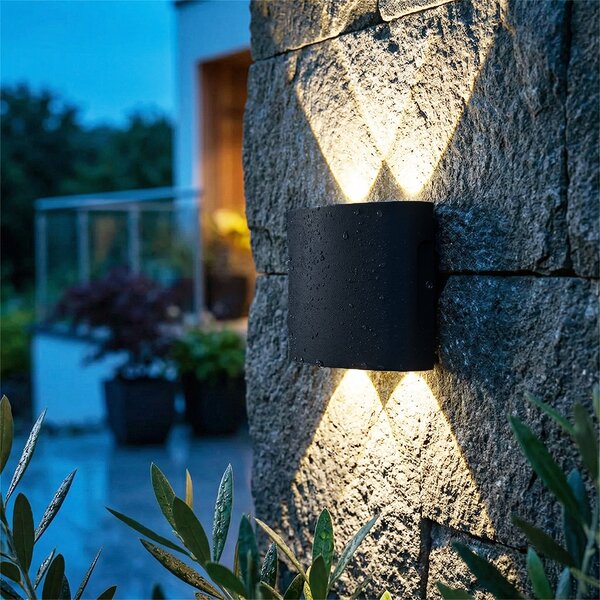 Aplică de perete exterioară neagră incluzând LED 4 lumini IP54 - Silly