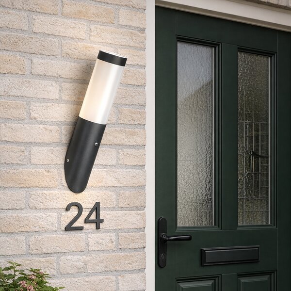 Lampa de perete exterioara moderna gri inchis IP44 cu senzor de crepuscul - Rox