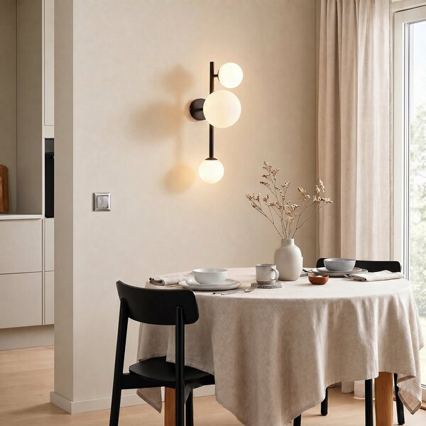 Lampă de perete ALDEX, Dione, reglabil, Negru, Camera de zi, Sticlă, Modern