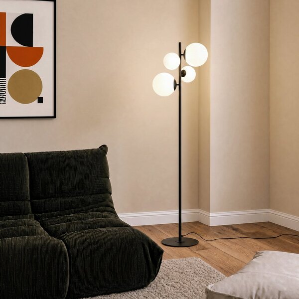 Lampadar ALDEX, Dione, Negru, Camera de zi, Sticlă, Modern