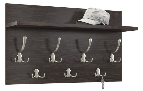 Mazzoni FINLO Wenge/mânere Nichel Satin - CUIER DE PERETE MODERN CU RAFT PENTRU HOL 90 și 70 cm