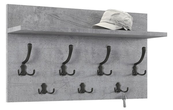 Mazzoni FINLO Beton Millennium/mânere Negru Mat - CUIER DE PERETE MODERN CU RAFT PENTRU HOL 90 și 70 cm