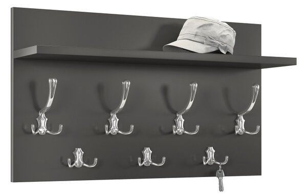 Mazzoni FINLO Antracit (gri închis)/mânere Cromate Lucioase - CUIER DE PERETE MODERN CU RAFT PENTRU HOL 90 și 70 cm