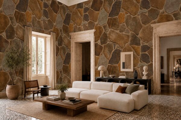 Tapet Model de piatră naturală în nuanțe calde, Fototapet Textură, Fototapet Piatra, w05691 : Uwalls.ro