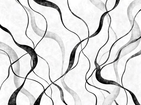 Tapet Linii abstracte, fluide, în nuanțe monocrome, Fototapet Abstract, w05699 : Uwalls.ro