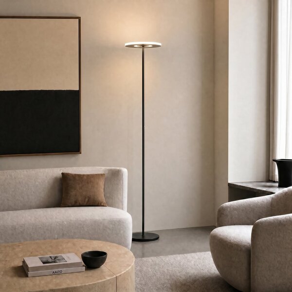 Lampadar Lucande, Raymond, reglabil, Negru, Camera de zi, Metal, Modern
