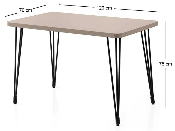 Masa LAGOS 1424, bej/negru, PAL melaminat/metal, 120x70x75 cm