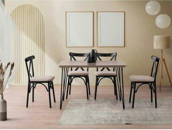 Masa LAGOS 1424, bej/negru, PAL melaminat/metal, 120x70x75 cm