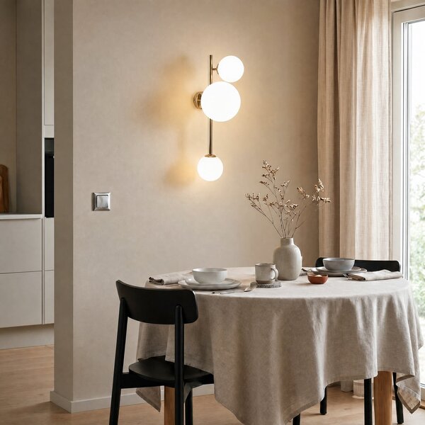 Lampă de perete ALDEX, Dione, reglabil, Auriu / Alamă, Camera de zi, Sticlă, Modern