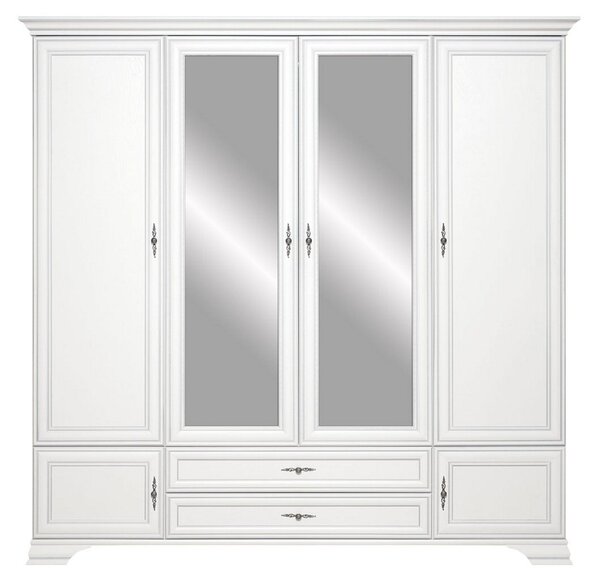 Mobilier dormitor alb IDENTO 3, PAL melaminat, cu pat 160x200, dulap c