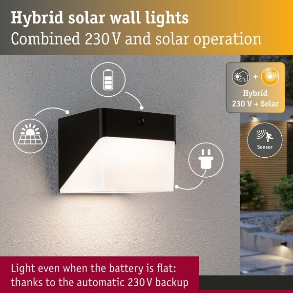 Paulmann 95746 - LED/2,3W IP44 Lumină solară de perete cu senzor EILEEN 3,7/230V