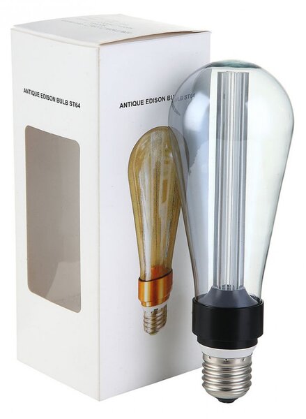 Bec Edison Antique LED Grey cu filament tubular