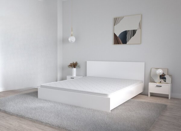 Pat Promo 160x200 cm + Saltea Gold + 2 Noptiere, Alb