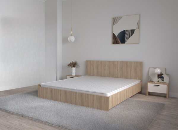 Pat Promo 160x200 cm + Saltea Gold + 2 Noptiere, Sonoma