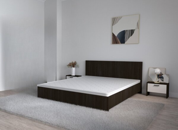 Pat Promo 160x200 cm + Saltea Gold + 2 Noptiere, Lemn negru