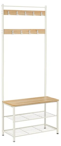 Perete de hol TIMI cu dulap pentru pantofi 170x75 cm, stejar/alb