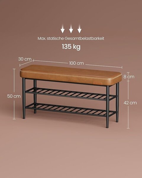 Bancuta pantofar Caramel Vasagle 100x30x50 cm