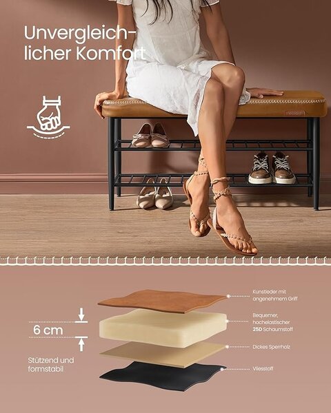 Bancuta pantofar Caramel Vasagle 100x30x50 cm