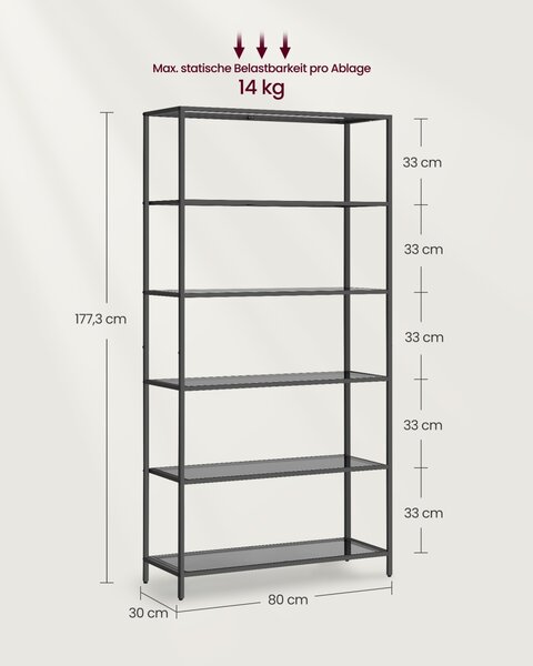 Biblioteca Negru Vasagle 80x30x177.3 cm