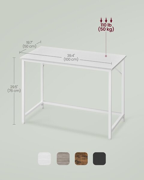 Birou Alb Vasagle 101x50x75.5 cm